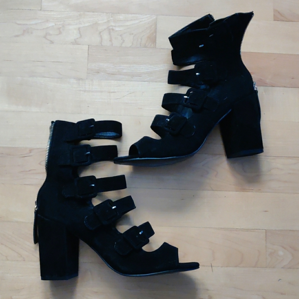 High heel caged sandals